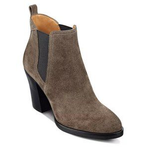 Marc Fisher Ltd. Womens Mallory Mid‎ Heel Ankle Booties Green Gray Suede 8.5M